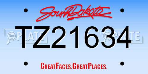 TZ21634 South Dakota License Plate