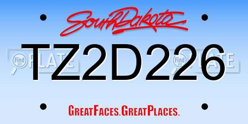 TZ2D226 South Dakota License Plate