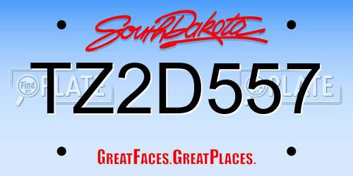 TZ2D557 South Dakota License Plate
