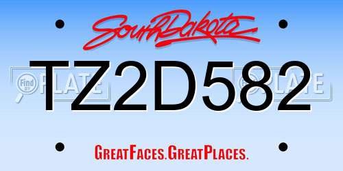 TZ2D582 South Dakota License Plate
