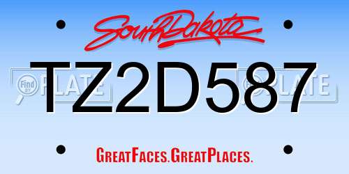 TZ2D587 South Dakota License Plate
