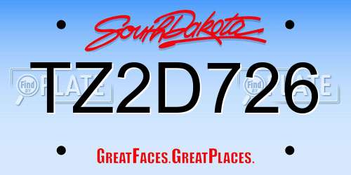 TZ2D726 South Dakota License Plate