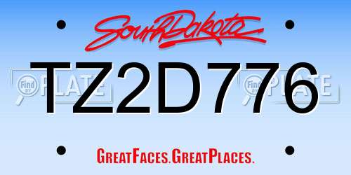 TZ2D776 South Dakota License Plate