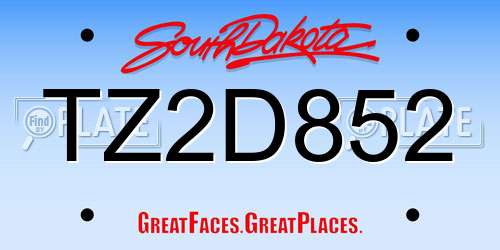 TZ2D852 South Dakota License Plate
