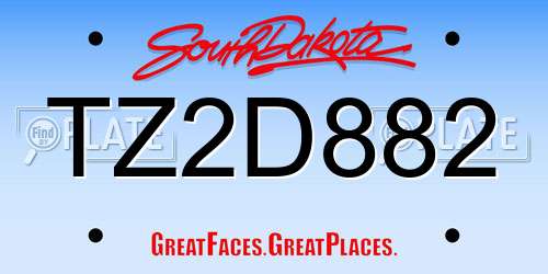 TZ2D882 South Dakota License Plate