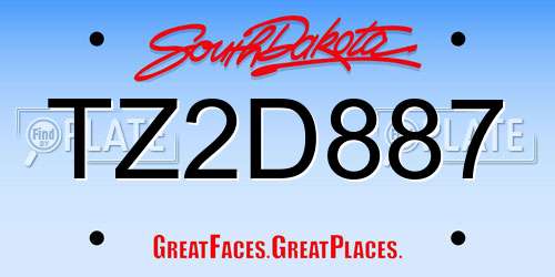 TZ2D887 South Dakota License Plate