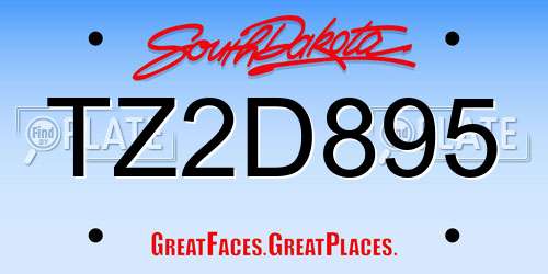 TZ2D895 South Dakota License Plate