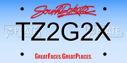 TZ2G2X South Dakota License Plate