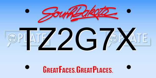 TZ2G7X South Dakota License Plate
