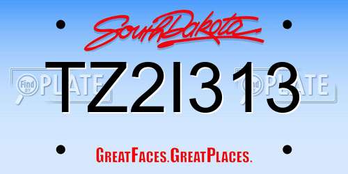 TZ2I313 South Dakota License Plate