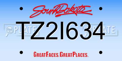 TZ2I634 South Dakota License Plate