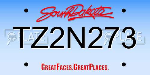 TZ2N273 South Dakota License Plate