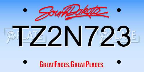 TZ2N723 South Dakota License Plate