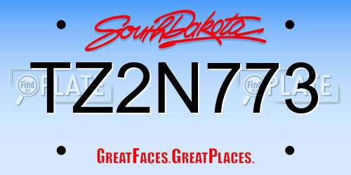 TZ2N773 South Dakota License Plate