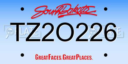 TZ2O226 South Dakota License Plate