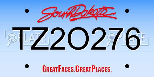TZ2O276 South Dakota License Plate