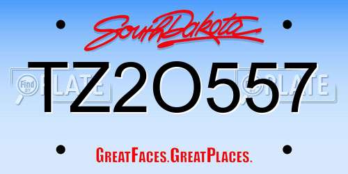 TZ2O557 South Dakota License Plate