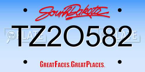 TZ2O582 South Dakota License Plate