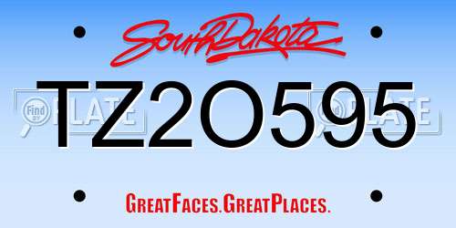 TZ2O595 South Dakota License Plate