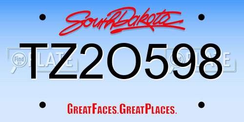 TZ2O598 South Dakota License Plate