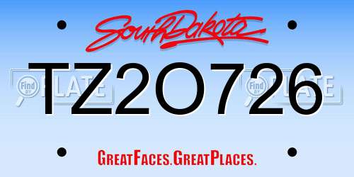TZ2O726 South Dakota License Plate