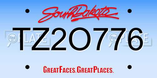 TZ2O776 South Dakota License Plate
