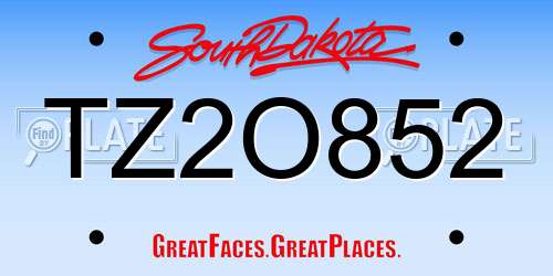 TZ2O852 South Dakota License Plate