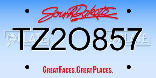 TZ2O857 South Dakota License Plate