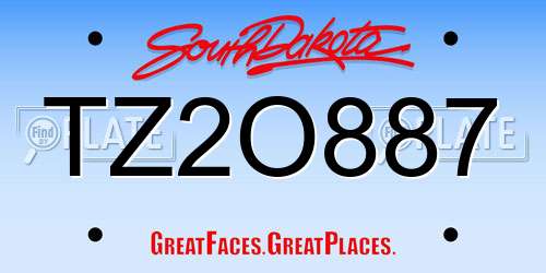 TZ2O887 South Dakota License Plate