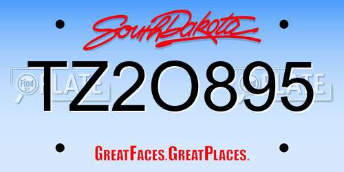 TZ2O895 South Dakota License Plate