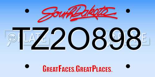 TZ2O898 South Dakota License Plate