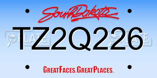 TZ2Q226 South Dakota License Plate