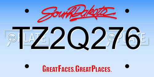 TZ2Q276 South Dakota License Plate
