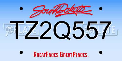 TZ2Q557 South Dakota License Plate
