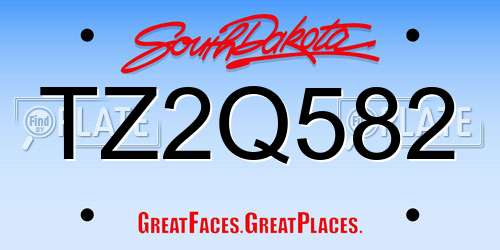 TZ2Q582 South Dakota License Plate