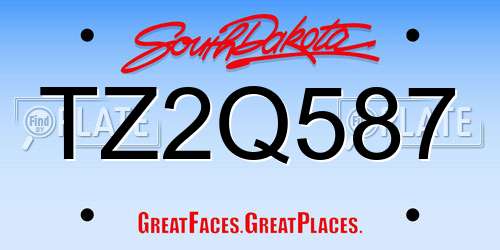 TZ2Q587 South Dakota License Plate