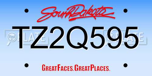 TZ2Q595 South Dakota License Plate