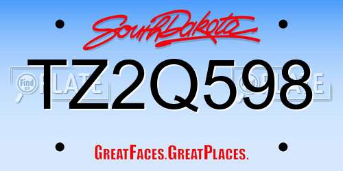 TZ2Q598 South Dakota License Plate