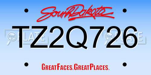 TZ2Q726 South Dakota License Plate