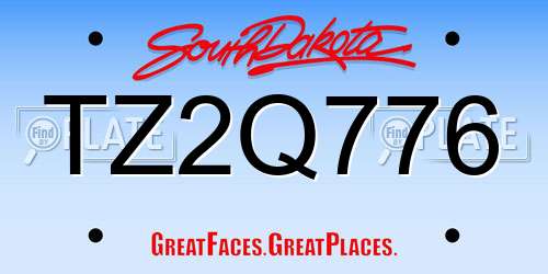 TZ2Q776 South Dakota License Plate