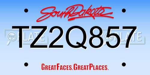 TZ2Q857 South Dakota License Plate