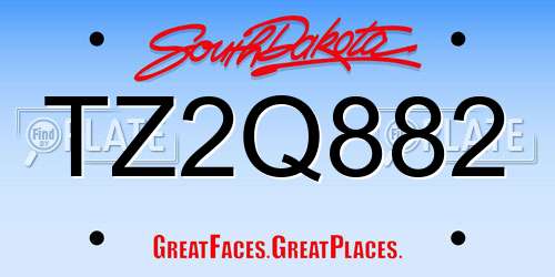 TZ2Q882 South Dakota License Plate