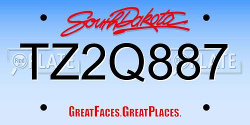 TZ2Q887 South Dakota License Plate