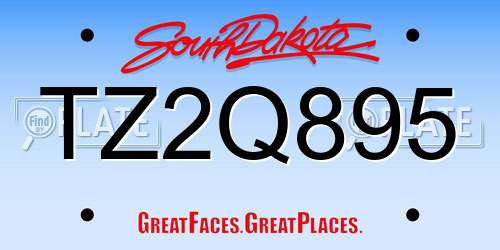 TZ2Q895 South Dakota License Plate