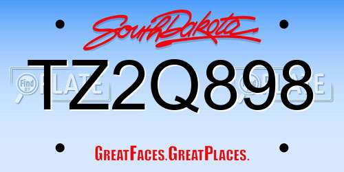 TZ2Q898 South Dakota License Plate