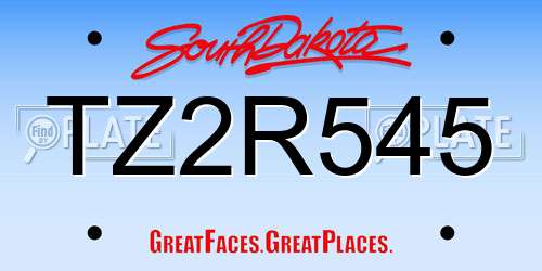 TZ2R545 South Dakota License Plate