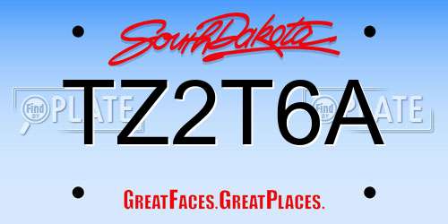 TZ2T6A South Dakota License Plate