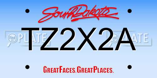 TZ2X2A South Dakota License Plate