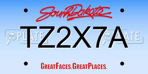 TZ2X7A South Dakota License Plate