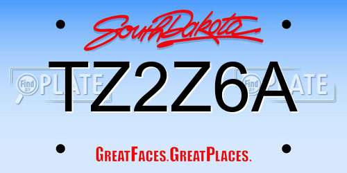 TZ2Z6A South Dakota License Plate